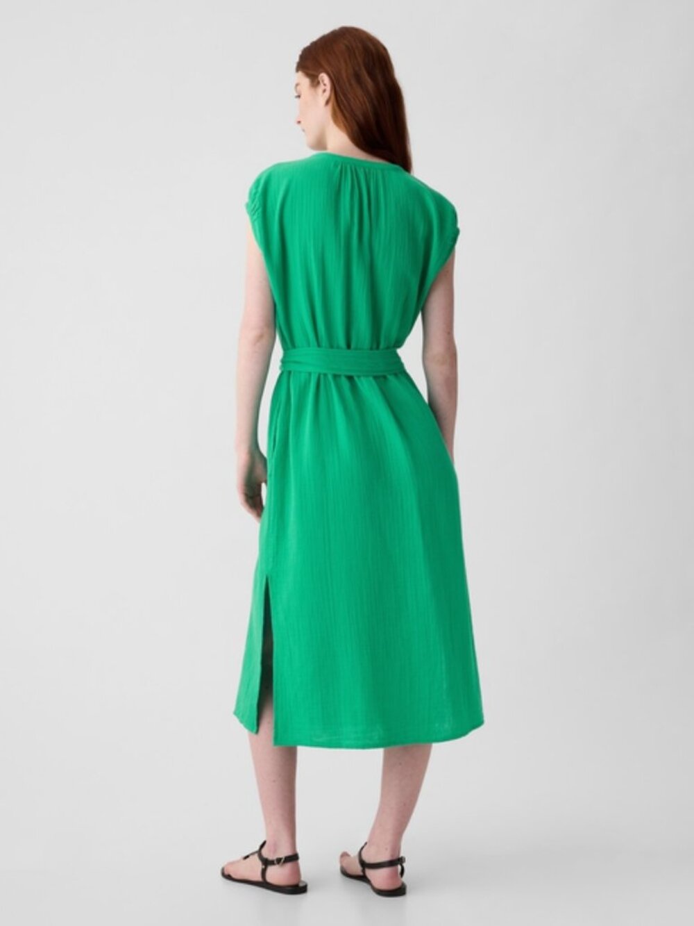 GAP Green Gauze Belted Shirt Dress Size XL - Picture 4 of 9